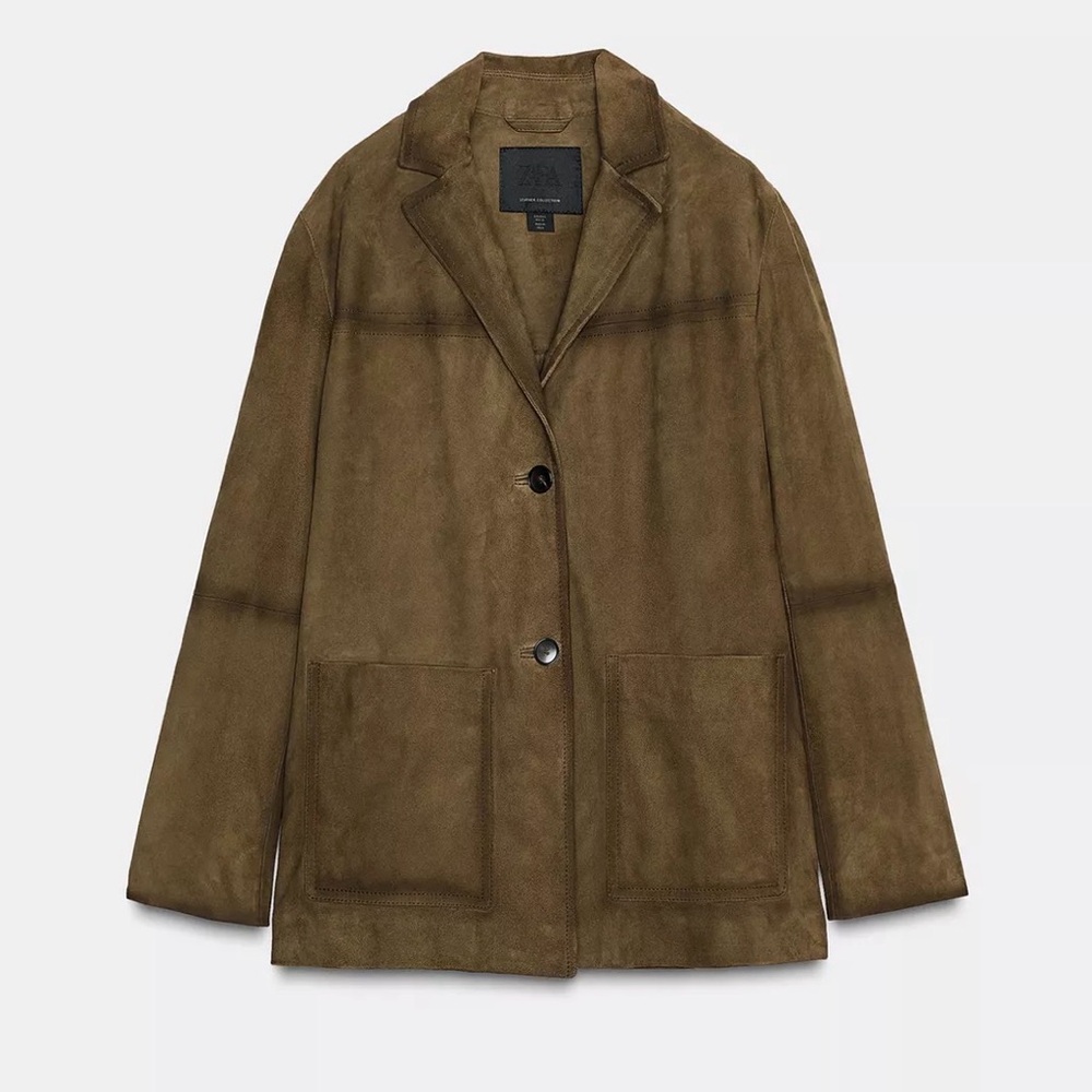 Zara 100% Suede leather oversized jacket